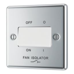 LAP  10AX 1-Gang 3-Pole Fan Isolator Switch Polished Chrome  with White Inserts