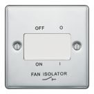 LAP  10AX 1-Gang 3-Pole Fan Isolator Switch Polished Chrome  with White Inserts