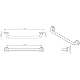 Croydex  Straight Doc M Grab Bar Blue 600mm