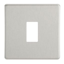 Contactum Lyric 1-Module Grid Faceplate Brushed Steel