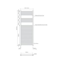 Flomasta 1600mm x 600mm 2783BTU White Flat  Towel Radiator