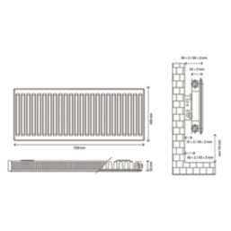 Flomasta 400mm x 1100mm 2513BTU White Type 11 Convector Radiator