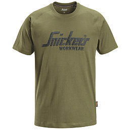 Snickers 2590 Logo Short Sleeve T-Shirt Khaki Green X Large 46" Chest