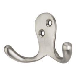 Essentials Double Hooks Satin Nickel 45mm 5 Pack