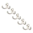Essentials Double Hooks Satin Nickel 45mm 5 Pack