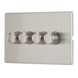 Contactum Lyric 4-Gang 2-Way  Dimmer Switch  Brushed Steel