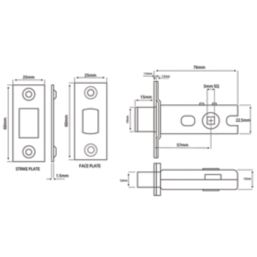 Smith & Locke Matt Black Tubular WC Deadbolt 64mm Case - 45mm Backset