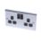 LAP  13A 2-Gang SP Switched Plug Socket Polished Chrome  with Black Inserts