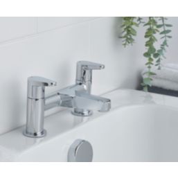 Bristan Quest Chrome 120mm Deck Mounted Lever 2 Tap Holes Bath Mixer Tap