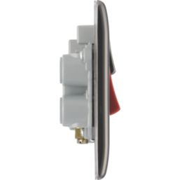 British General Nexus Metal 45A 2-Gang DP Cooker Switch & 13A DP Switched Socket Black Nickel with LED with Black Inserts