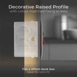 British General Nexus Metal 45A 2-Gang DP Cooker Switch & 13A DP Switched Socket Black Nickel with LED with Black Inserts