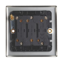 Contactum iConic 10AX 1-Gang 3-Pole Fan Isolator Switch Brushed Steel  with Black Inserts