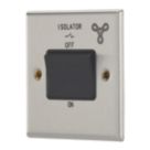 Contactum iConic 10AX 1-Gang 3-Pole Fan Isolator Switch Brushed Steel  with Black Inserts