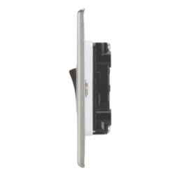 Contactum iConic 10AX 2-Gang 2-Way Light Switch  Brushed Steel with White Inserts