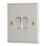 Contactum iConic 10AX 2-Gang 2-Way Light Switch  Brushed Steel with White Inserts