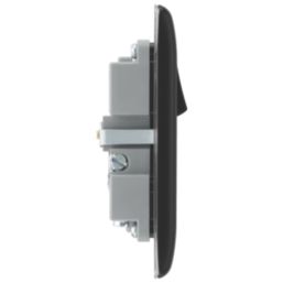 British General Nexus Metal 13A 1-Gang SP Switched Socket + 3A 18W 2-Outlet Type A & C USB Charger Matt Black with Black Inserts