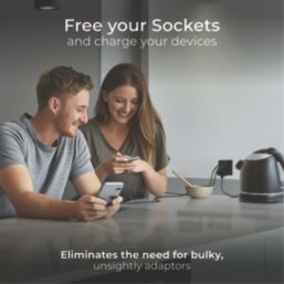 British General Nexus Metal 13A 1-Gang SP Switched Socket + 3A 18W 2-Outlet Type A & C USB Charger Matt Black with Black Inserts