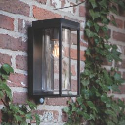 Lutec Flair Outdoor LED Solar Wall Light With PIR Sensor Black 200lm