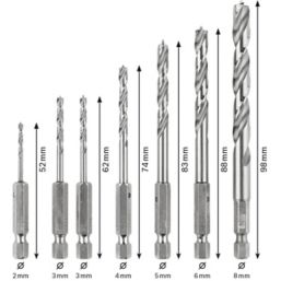 Bosch  Hex Shank Double-Flute Brad Point Wood Drill Bit Set 7 Pieces