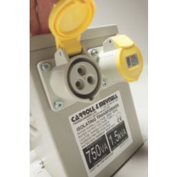Carroll & Meynell  1500VA Intermittent Step-Down Isolation Transformer 230V/110V Grey