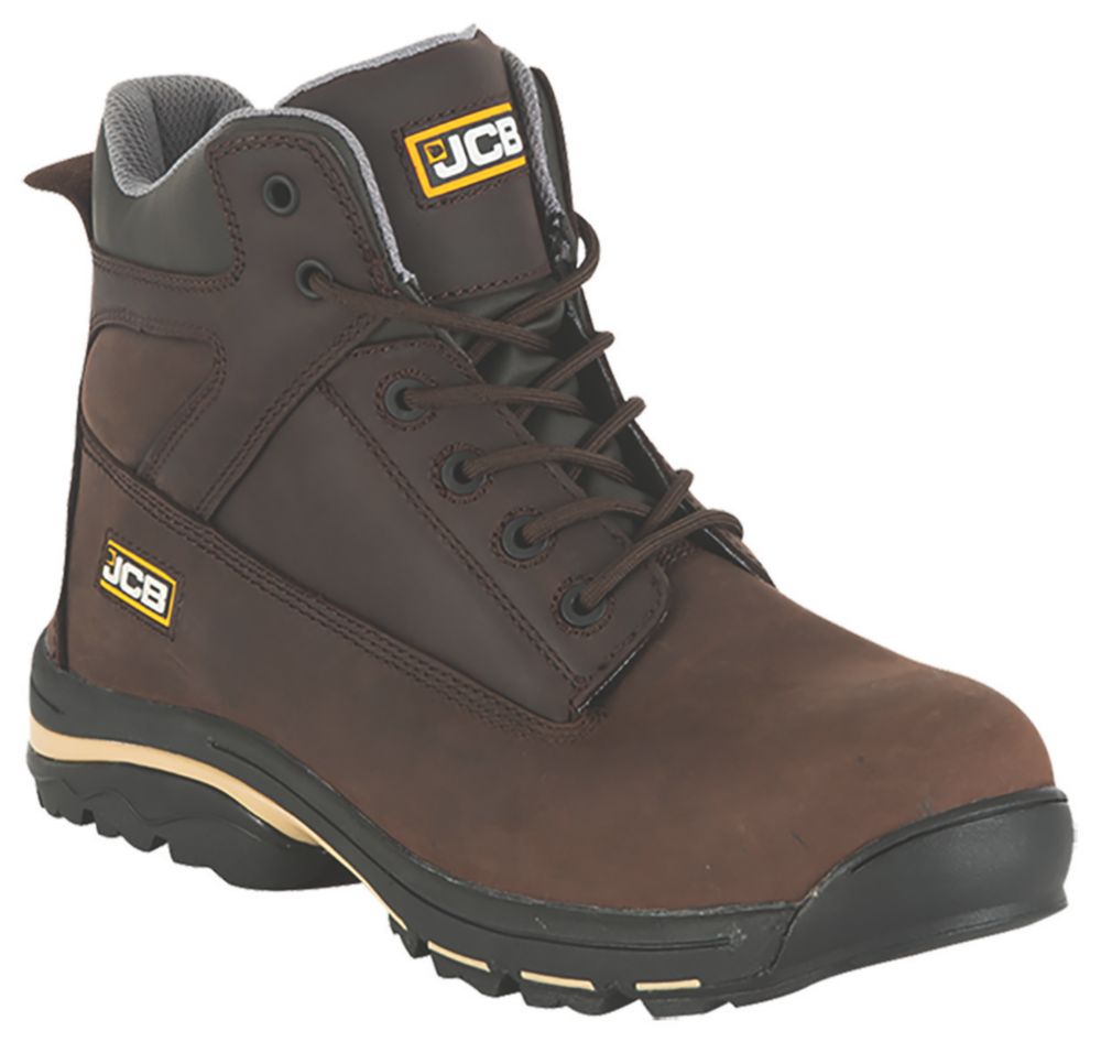 JCB Workmax+ Safety Boots Dark Brown Size 8 Screwfix