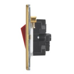 Contactum Lyric 45A 1-Gang DP Control Switch Brushed Brass  with White Inserts