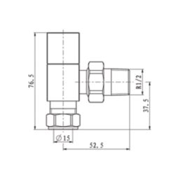 ETAL Swelt 15mm x 1/2" Satin Black Angled Designer Manual Radiator Valve Head & Body  2 Pack