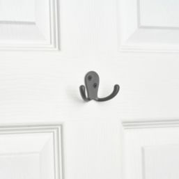 Decohooks Two Prong Wide Hooks Matt Black 45mm 2 Pack