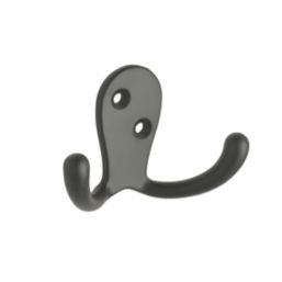 Decohooks Two Prong Wide Hooks Matt Black 45mm 2 Pack
