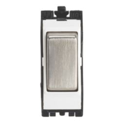 Contactum  20AX Grid SP Control Switch Brushed Steel  with White Inserts
