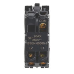 Contactum  20AX Grid SP Control Switch Brushed Steel  with White Inserts