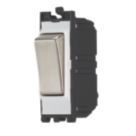 Contactum  20AX Grid SP Control Switch Brushed Steel  with White Inserts