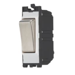Contactum  20AX Grid SP Control Switch Brushed Steel  with White Inserts