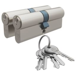 Smith & Locke 1 Star 6-Pin Euro Double Cylinder Locks 40-40 (80mm) Silver 2 Pack