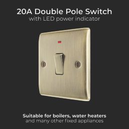 British General Nexus Metal 20A 1-Gang DP Control Switch Antique Brass with LED