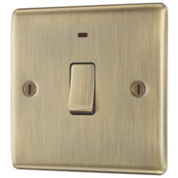 British General Nexus Metal 20A 1-Gang DP Control Switch Antique Brass with LED