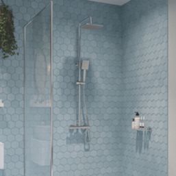 Gainsborough Square Dual Outlet HP Rear-Fed Exposed Chrome Thermostatic Mixer Shower
