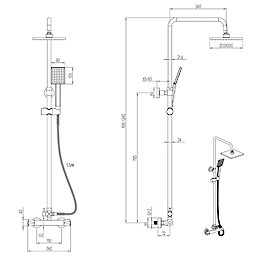 Gainsborough Square Dual Outlet HP Rear-Fed Exposed Chrome Thermostatic Mixer Shower