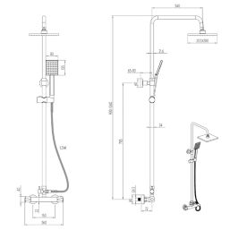Gainsborough Square Dual Outlet HP Rear-Fed Exposed Chrome Thermostatic Mixer Shower