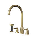 ETAL Cuthbert  Dual Lever 4 Tap-Hole Kitchen Tap with Rinse Brushed Brass