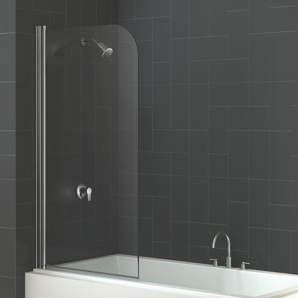 Triton Fast Fix Frameless Chrome Curved Bathscreen 800mm x 1500mm ...