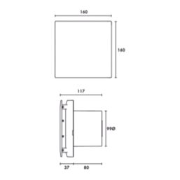 Vent-Axia 479087 100mm (4") Axial Bathroom Extractor Fan with Humidistat & Timer White 240V