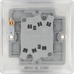 British General Nexus Metal 20A 16AX 2-Gang 2-Way Light Switch  Brushed Steel