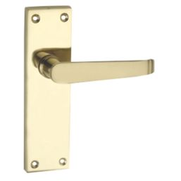 Smith & Locke  Fire Rated Latch Door Handles Pair Polished Brass