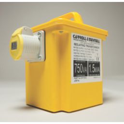 Carroll & Meynell  1500VA Intermittent Step-Down Isolation Transformer 230V/110V Yellow