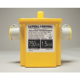 Carroll & Meynell  1500VA Intermittent Step-Down Isolation Transformer 230V/110V Yellow