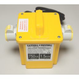 Carroll & Meynell  1500VA Intermittent Step-Down Isolation Transformer 230V/110V Yellow