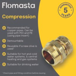 Flomasta  Brass Compression Adapting Male Coupler 22mm x 1"