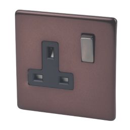 Varilight  13A 1-Gang DP Switched Plug Socket Mocha  with Black Inserts
