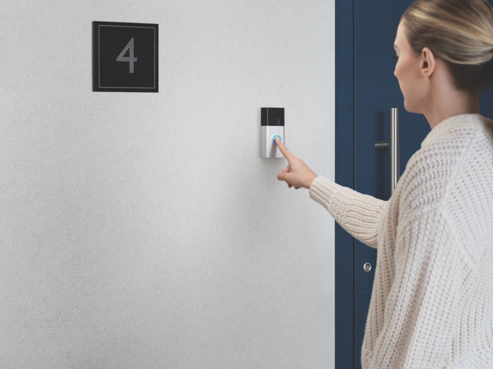 Ring Gen 2 Wired or Wireless Smart Video Doorbell Satin Nickel